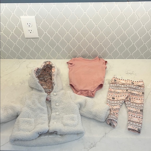 Cozy Baby Outfit Set with Jacket, Onesie, and Leggings - Picture 1 of 6